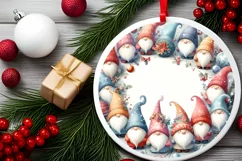 Colorful Pastel Watercolor Christmas Image with Gnomes Product Image 2