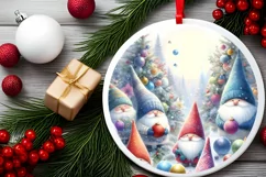 Colorful Pastel Watercolor Christmas Image with Gnomes Product Image 2
