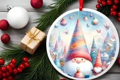 Colorful Pastel Watercolor Christmas Image with Gnomes Product Image 2