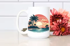 Vintage Tropical Island Sunset Clipart Product Image 2