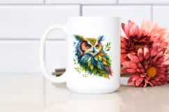 Abstract Vibrant Watercolor Owl PNG Product Image 2