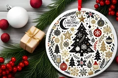 Round Christmas Ornament Sublimation|Clipart Product Image 1