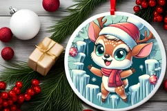 Round Christmas Ornament Sublimation|Clipart Product Image 2