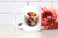 Cute Baby Highland Cow with Big Eyes, Transparent PNG Product Image 2