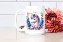 Cute Baby Unicorn with Delphinium Frame | Sublimation | Product Image 2