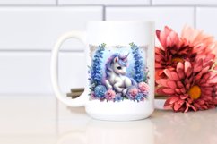 Cute Baby Unicorn with Delphinium Frame | Sublimation | Product Image 2