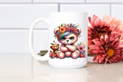 Contempt Baby Bear with Floral Wreath PNG Product Image 2