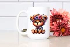 Contempt Baby Bear with Floral Wreath PNG Product Image 2