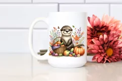 Colorful Baby Otter Holding Vegetable Basket | Sublimation | Product Image 2