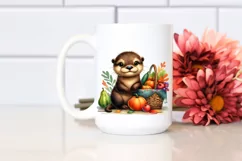 Colorful Baby Otter Holding Vegetable Basket | Sublimation | Product Image 2