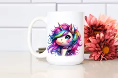 Cute Unicorn Watercolor Clipart Product Image 2