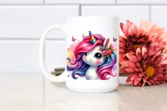 Cute Unicorn Watercolor Clipart Product Image 2
