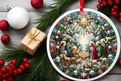 Round Christmas Ornament Sublimation|Clipart Product Image 1
