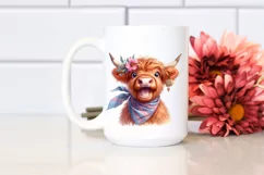 Cow Excited Highland Cow Portrait | Sublimation | Clipart Product Image 2