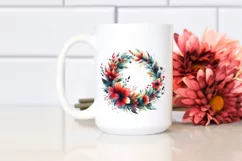 Abstract Colorful Wreath with Red Flowers | Clipart Product Image 2