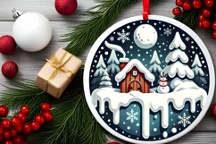 Round Christmas Ornament Sublimation|Clipart Product Image 1