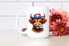 Confused Highland Cow Portrait with Daisy | Clipart Product Image 2