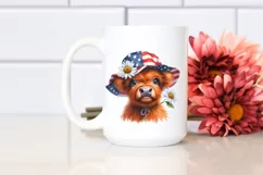 Confused Highland Cow Portrait with Daisy | Clipart Product Image 2