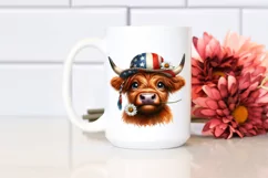 Confused Highland Cow Portrait with Daisy | Clipart Product Image 2