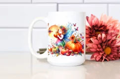 Cute Fairy and Pumpkin Sublimation Clipart Product Image 2