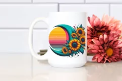 Colorful Sunflowers Half Moon PNG Product Image 2