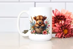 Cute Baby Cow with Flowers PNG Product Image 2