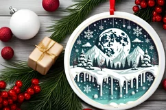 Round Christmas Ornament Sublimation|Clipart Product Image 1