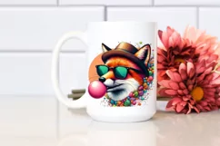 Quirky Fox Portrait with Hat and Chewing Gum | Sublimation | Product Image 2