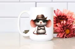 Watercolor Mouse with Big Eyes and Hat | Clipart Product Image 2