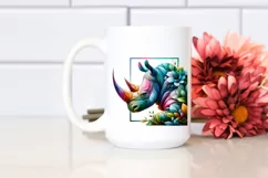 Abstract Vibrant Watercolor Rhino PNG Product Image 2