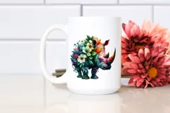 Abstract Vibrant Watercolor Rhino PNG Product Image 2