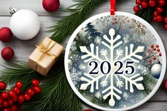 Round Christmas Ornament Sublimation|Clipart Product Image 2