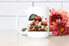 Detailed Wooden Stained Mushroom Watercolor Splash PNG Product Image 2