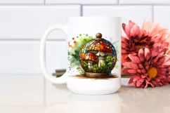 Detailed Wooden Stained Mushroom Watercolor Splash PNG Product Image 2