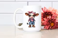 Happy Baby Cow with Bandana and es | Sublimation | Clipart Product Image 2