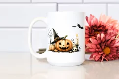 Halloween Jack-O'-Lantern Washed Watercolor PNG Product Image 2