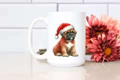 Cute Bullmastiff with Santa Hat, Summer PNG Product Image 2