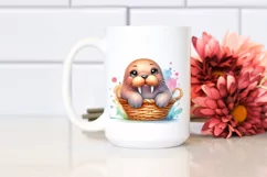 Colorful Walrus in Basket with Splash | Clipart Product Image 2