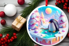 Round Christmas Ornament Sublimation|Clipart Product Image 1
