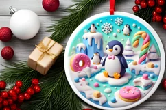 Round Christmas Ornament Sublimation|Clipart Product Image 1