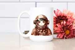 Washed Brownish Vintage Astronaut Girl | Sublimation Clipart Product Image 2