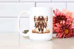 Washed Brownish Vintage Astronaut Girl | Sublimation Clipart Product Image 2