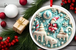 Round Christmas Ornament Sublimation|Clipart Product Image 1