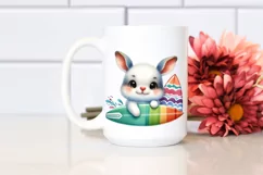 Colorful Snowshoe Hare with Surf Board | Clipart Product Image 2