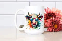 Quirky Colorful Artistic Cow Clipart Product Image 2