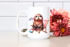 Cute Baby Walrus at Beach Sublimation Clipart Product Image 2