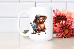 Cute Baby Walrus at Beach Sublimation Clipart Product Image 2