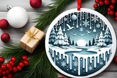 Round Christmas Ornament Sublimation|Clipart Product Image 1