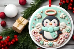 Round Christmas Ornament Sublimation|Clipart Product Image 1