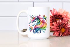 Vibrant Watercolor Drawing of Unicorn | Clipart Product Image 2